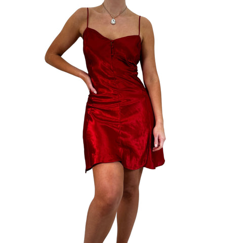 Y2k Vintage Red Satin Slip Maxi Dress [L]