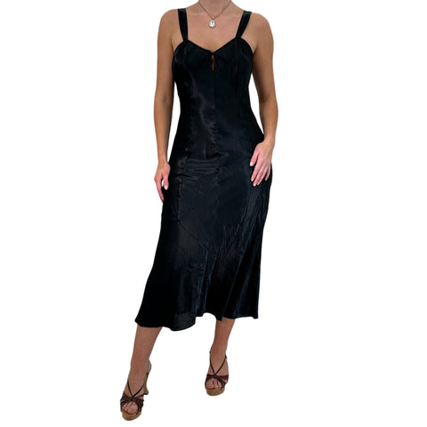 Y2k Vintage Black Lace Floral Satin Mini Slip Dress [S]