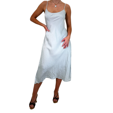 Y2k Vintage White Satin V-Neck Slip Mini Dress [M]