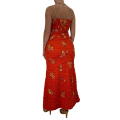 Y2k Vintage Jovani Designer Orange Beaded Maxi Dress [S, M]