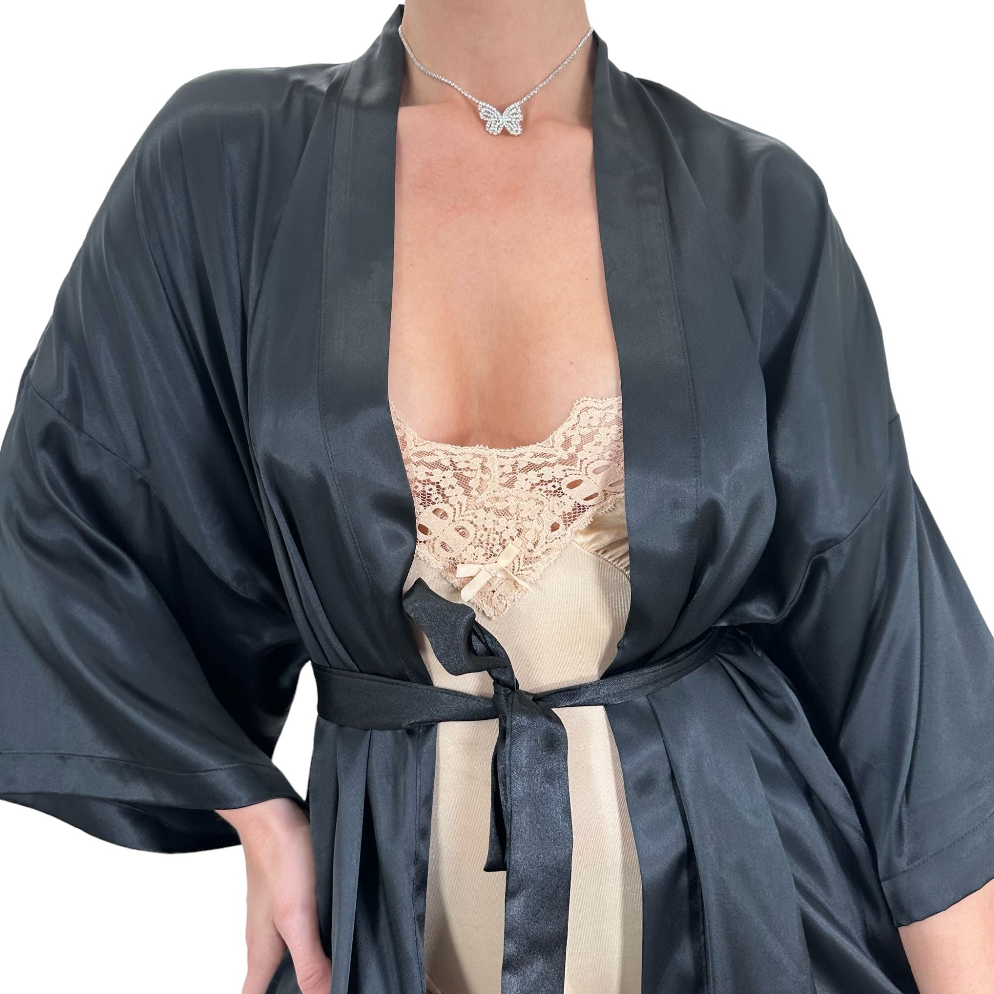 Y2k Vintage Victoria's Secret Black Satin Robe [S-L]