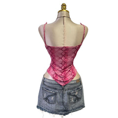90s Vintage Pink Snakeprint Tank Top [L]