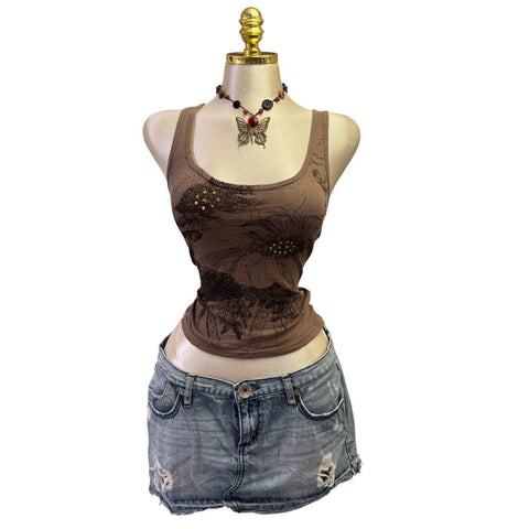 Y2k Vintage White Zipper Collared Halter Top [S]