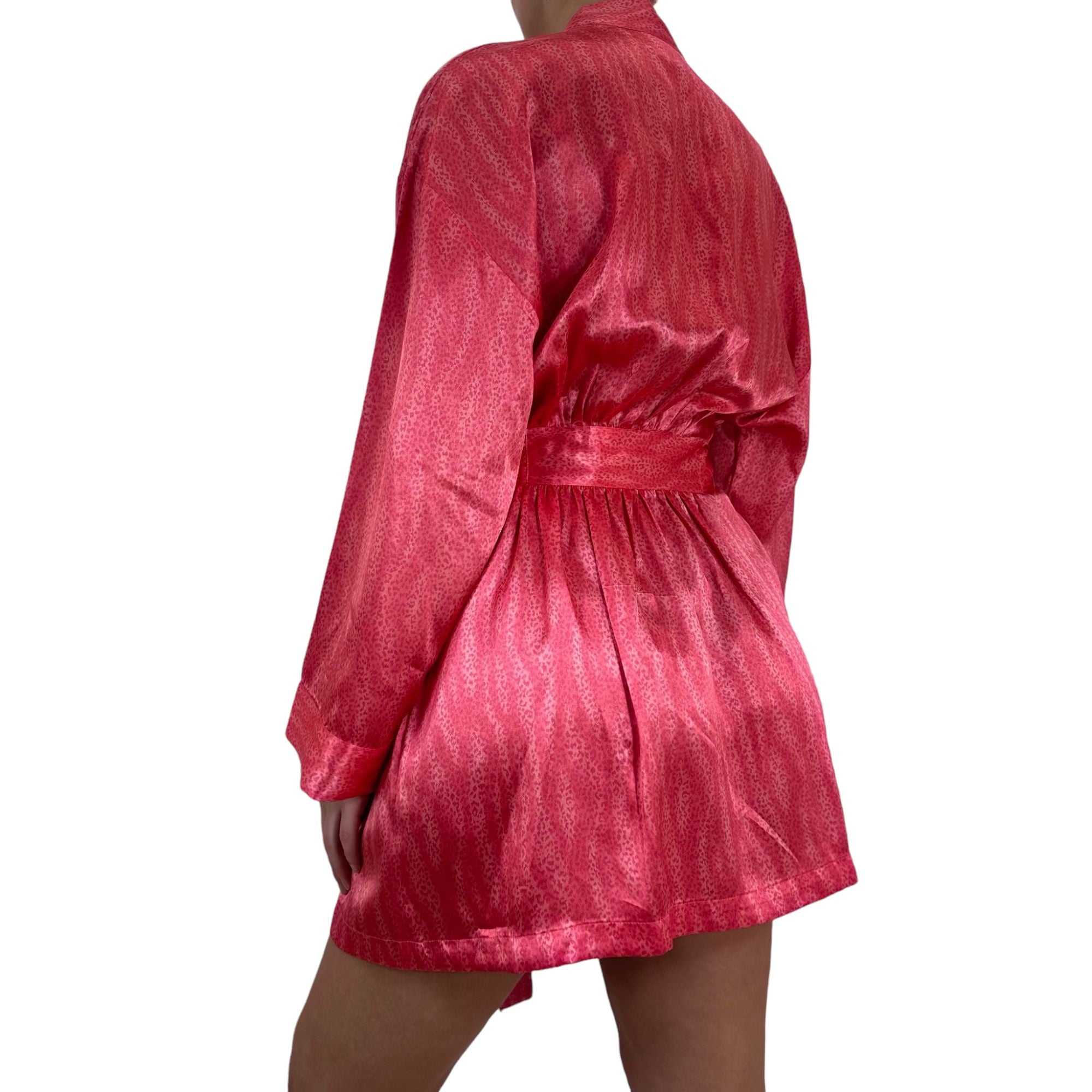 Y2k Vintage Victoria's Secret Cheetah Print Pink Satin Robe [S-L]