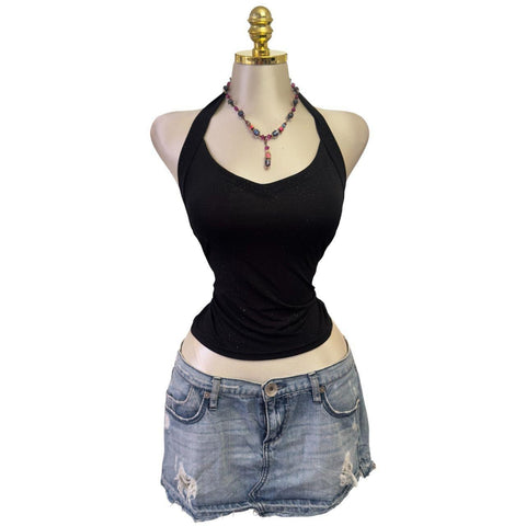 Y2K Vintage Green Blue Psychedelic Face Top [M]