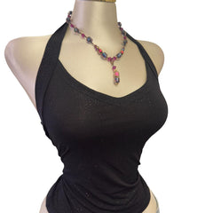 Y2K Vintage Black Halter Glitter Top [M]