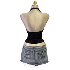 Y2K Vintage Black Halter Glitter Top [M]