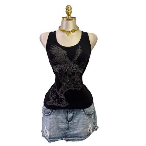 Y2K Vintage All Saints Black Brown Beaded Sequin Top [M]