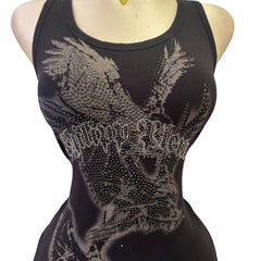 Y2K Vintage Phillip Plein Black Silver Rhinestone Top [M]
