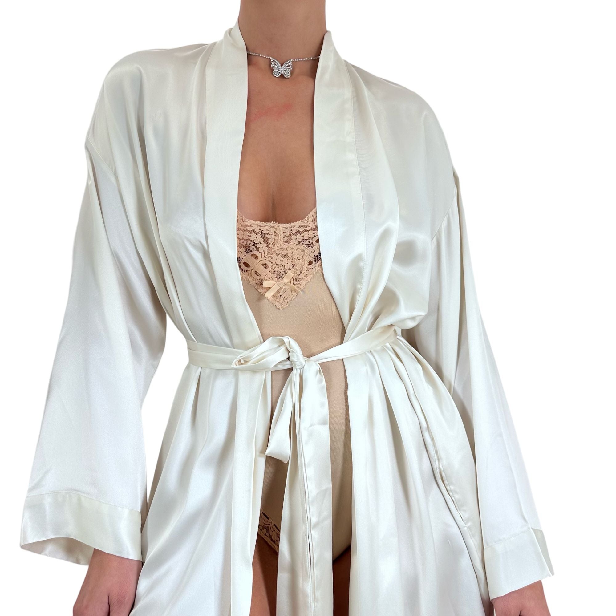 Y2k Vintage Victoria's Secret Ivory Satin Robe [S-L]