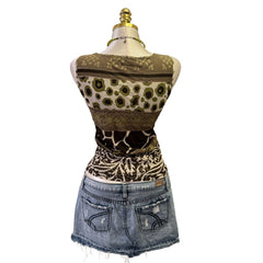 Y2K Vintage Green Brown Gold Glitter Top [M]