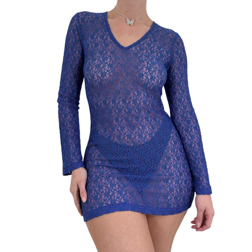 Y2k Vintage Purple + Blue Lace Mini Dress [S-M]
