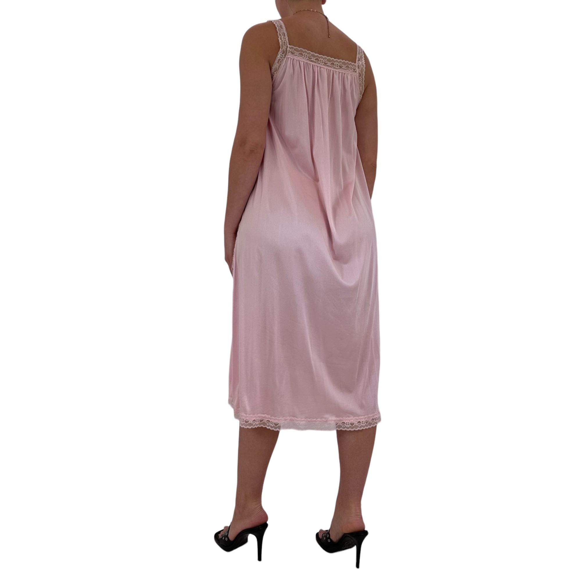 90s Vintage Pink Midi Slip Dress [L]