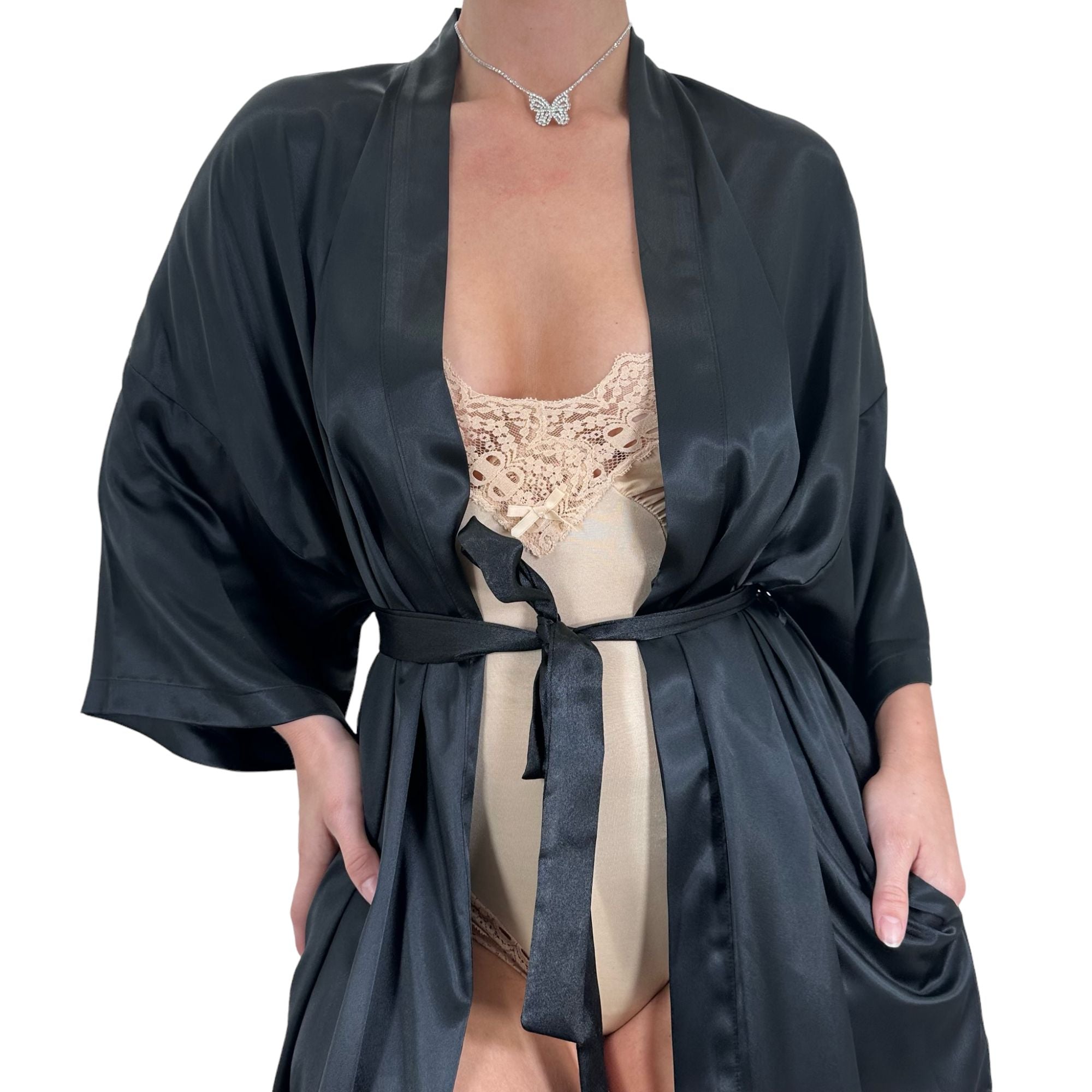 Y2k Vintage Victoria's Secret Black Satin Robe [S-L]
