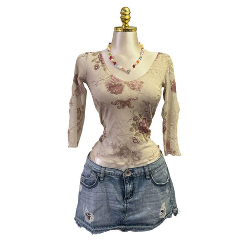 Y2k Vintage White Zipper Collared Halter Top [S]