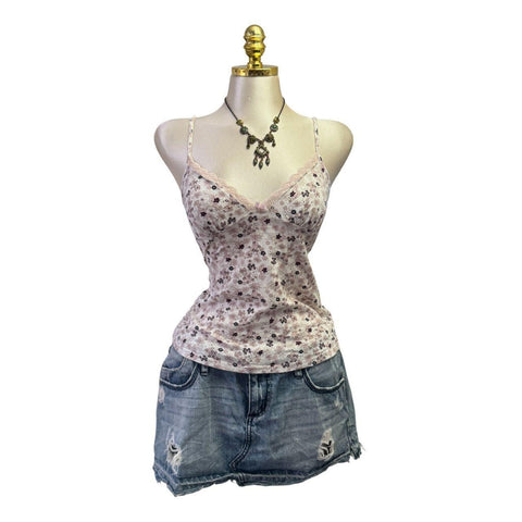 Y2k Vintage White Zipper Collared Halter Top [S]