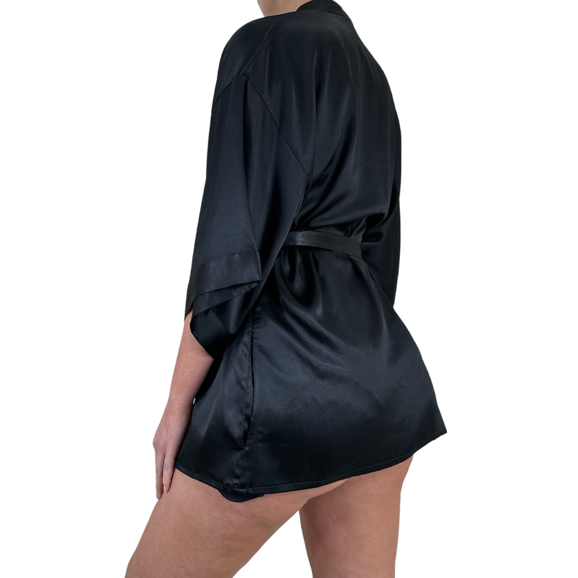 Y2k Vintage Victoria's Secret Black Satin Robe [S-M]