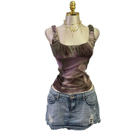 90s Vintage Yellow Tank "Naughty Girl" Top  [XS]