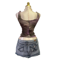 90s Vintage Purple Green Tie Dye Top [S]