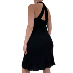 90s Vintage Dress Black Halter Dress [M]