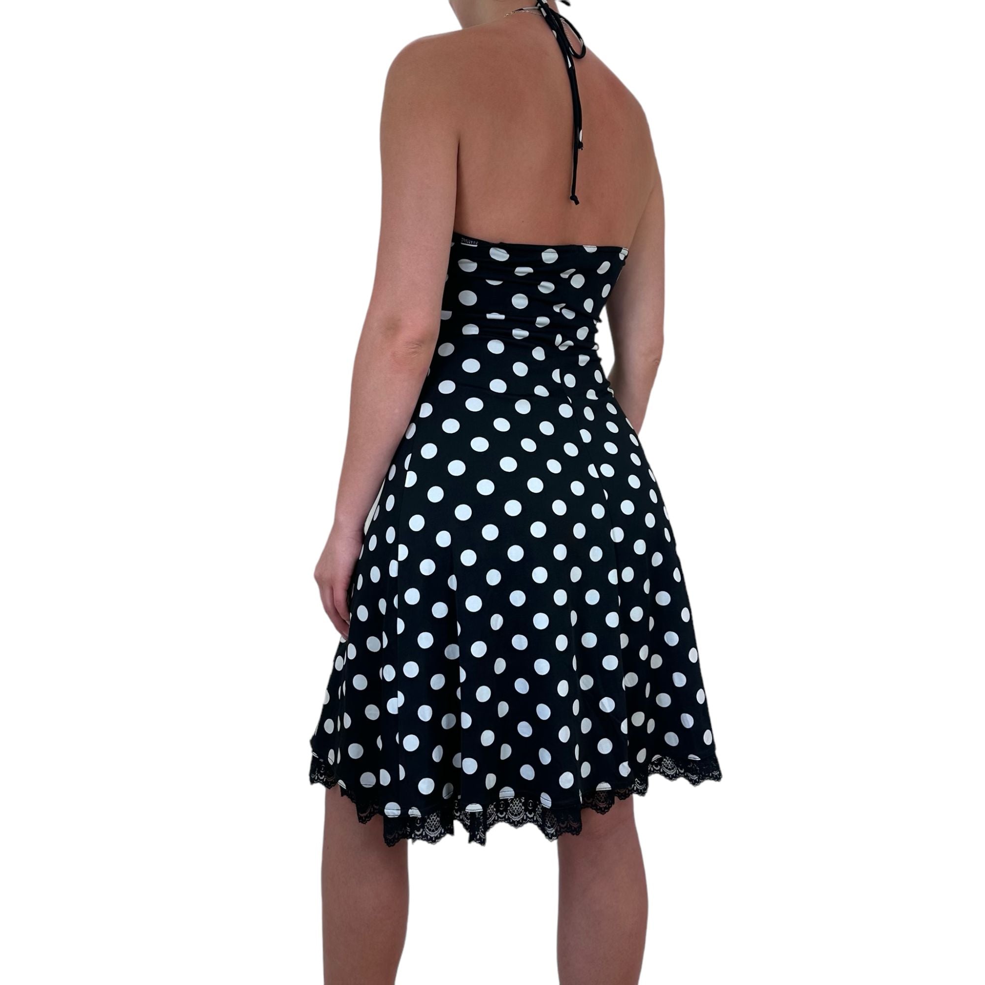 Y2k Vintage Black + White Polka Dots Halter Dress [S, M]