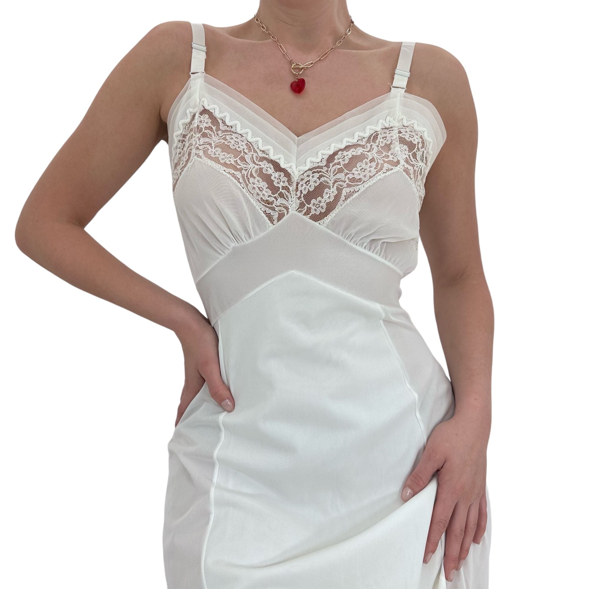 90s Vintage White Slip Dress [M]
