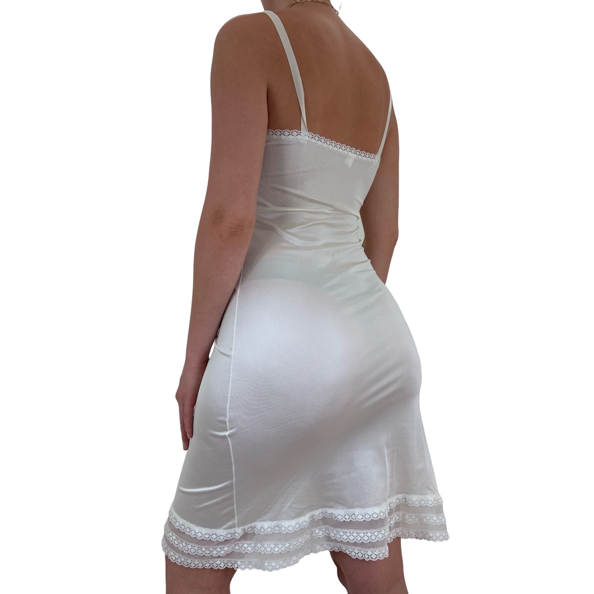90s Rare Vintage White Slip Dress [S]