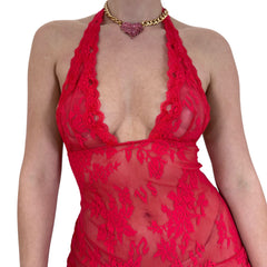 Y2k Vintage Victoria's Secret Red Lace Slip Dress [M]