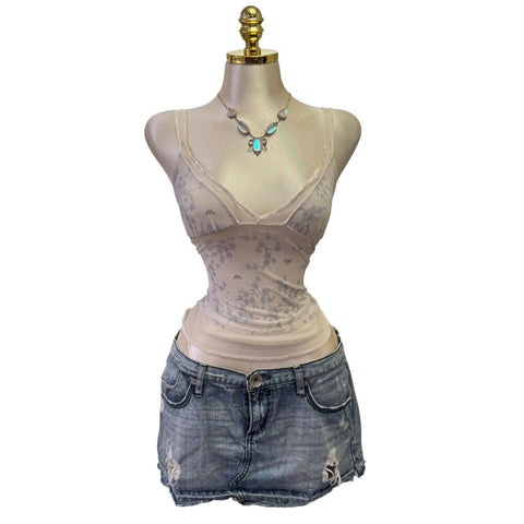 90s Vintage Yellow Tank "Naughty Girl" Top  [XS]