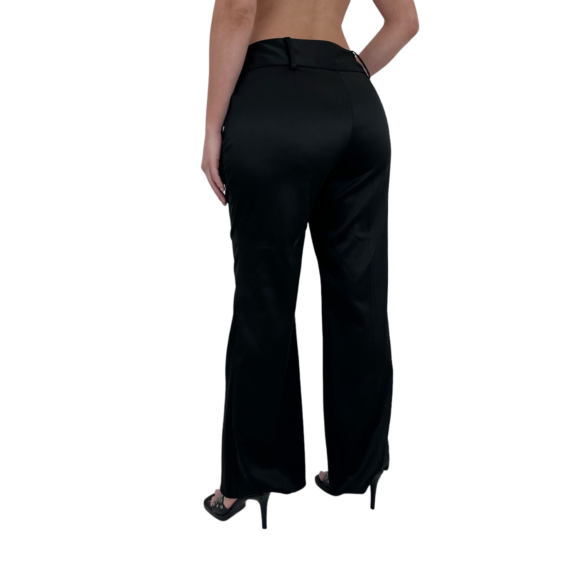 Y2k Vintage Black Satin Dress Pants [M-L]