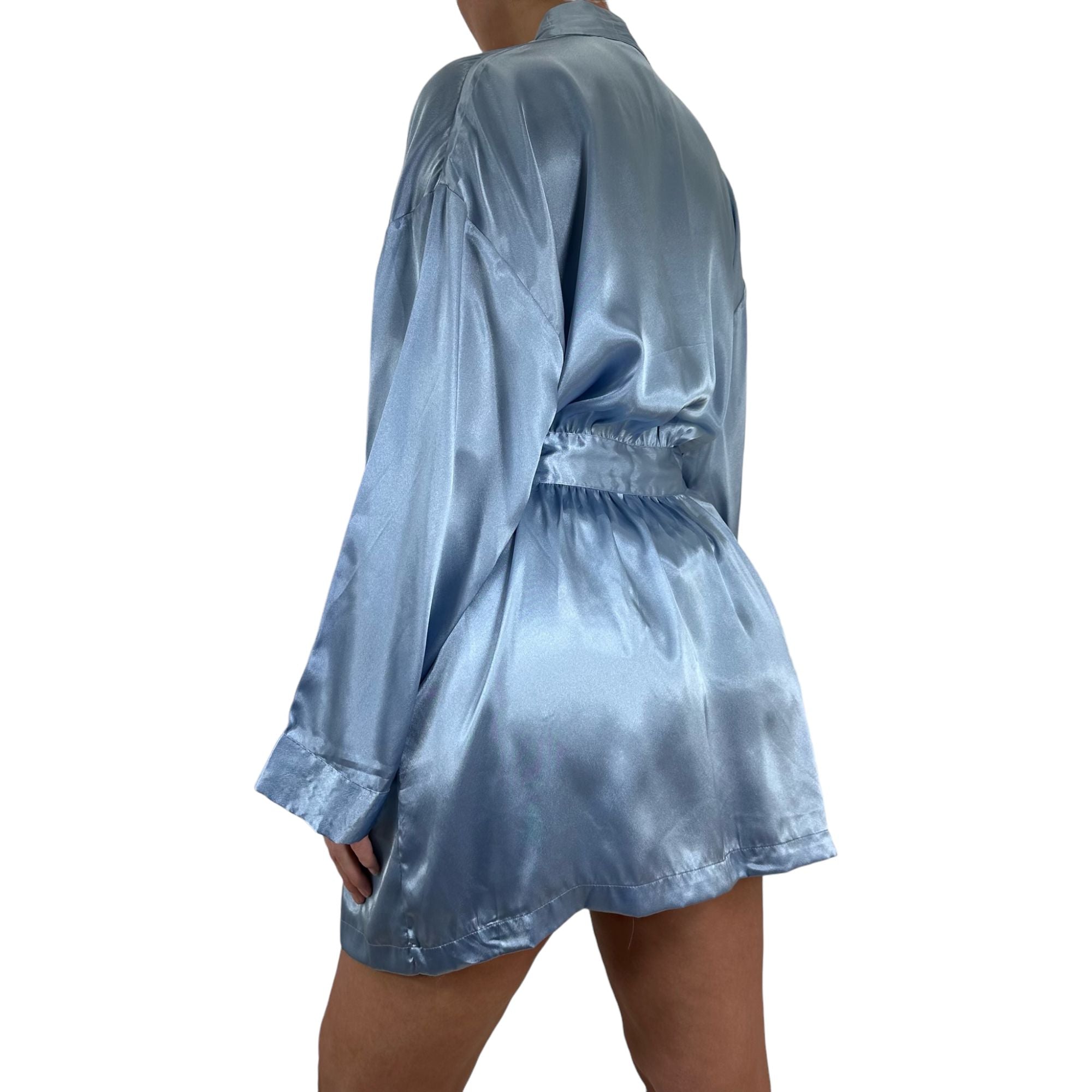 Y2k Vintage Victoria's Secret Baby Blue Satin Robe [S-L]