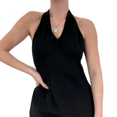90s Vintage Dress Black Halter Dress [M]