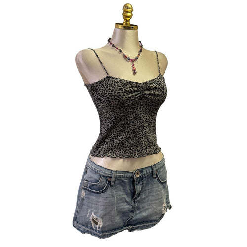 90s Vintage Grey Leopard Tank Top  [XS]