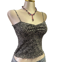 90s Vintage Grey Leopard Tank Top  [XS]