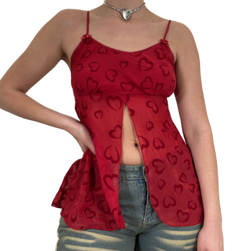 90s Vintage Red Hearts Top [M]