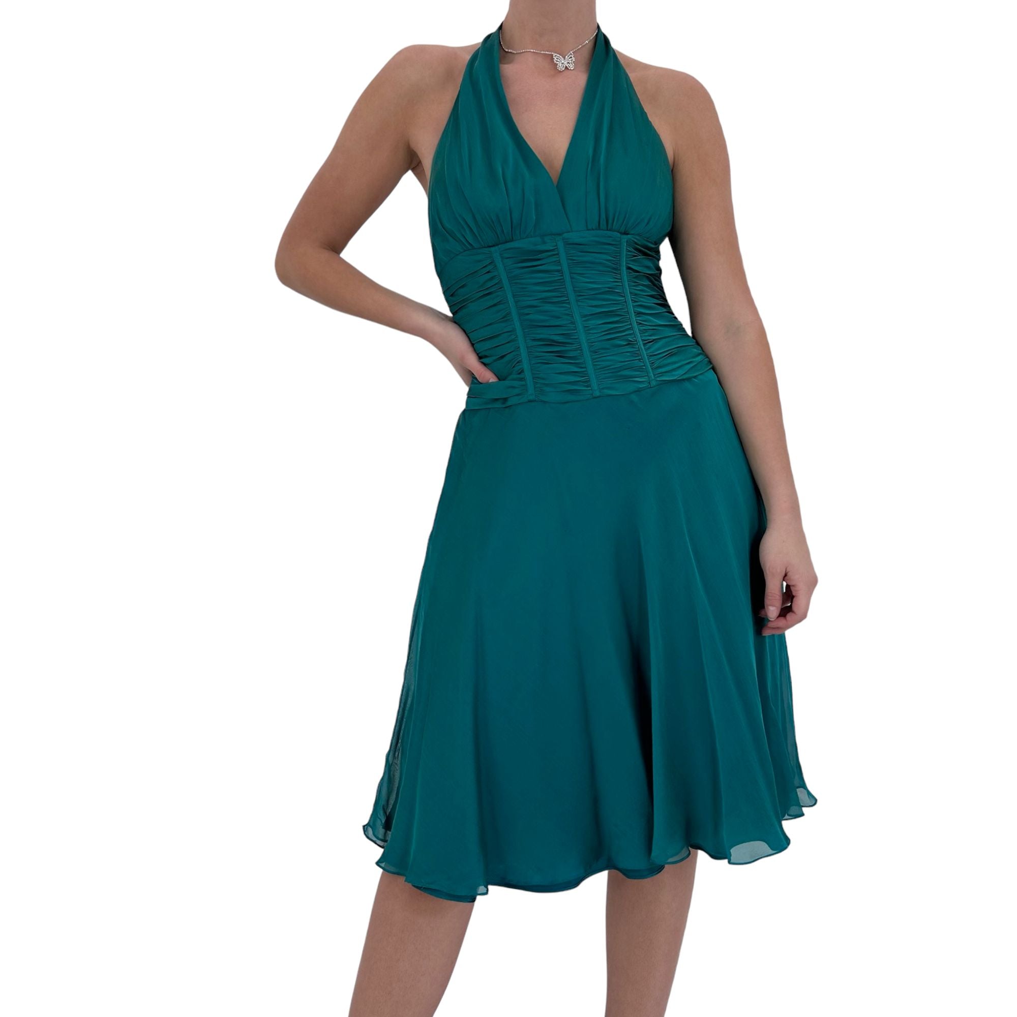 Y2k Vintage Turquoise Blue Halter Dress [S-M]