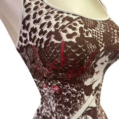 Y2k Vintage "Rock Doll" Brown Graphic Tank Top [S]