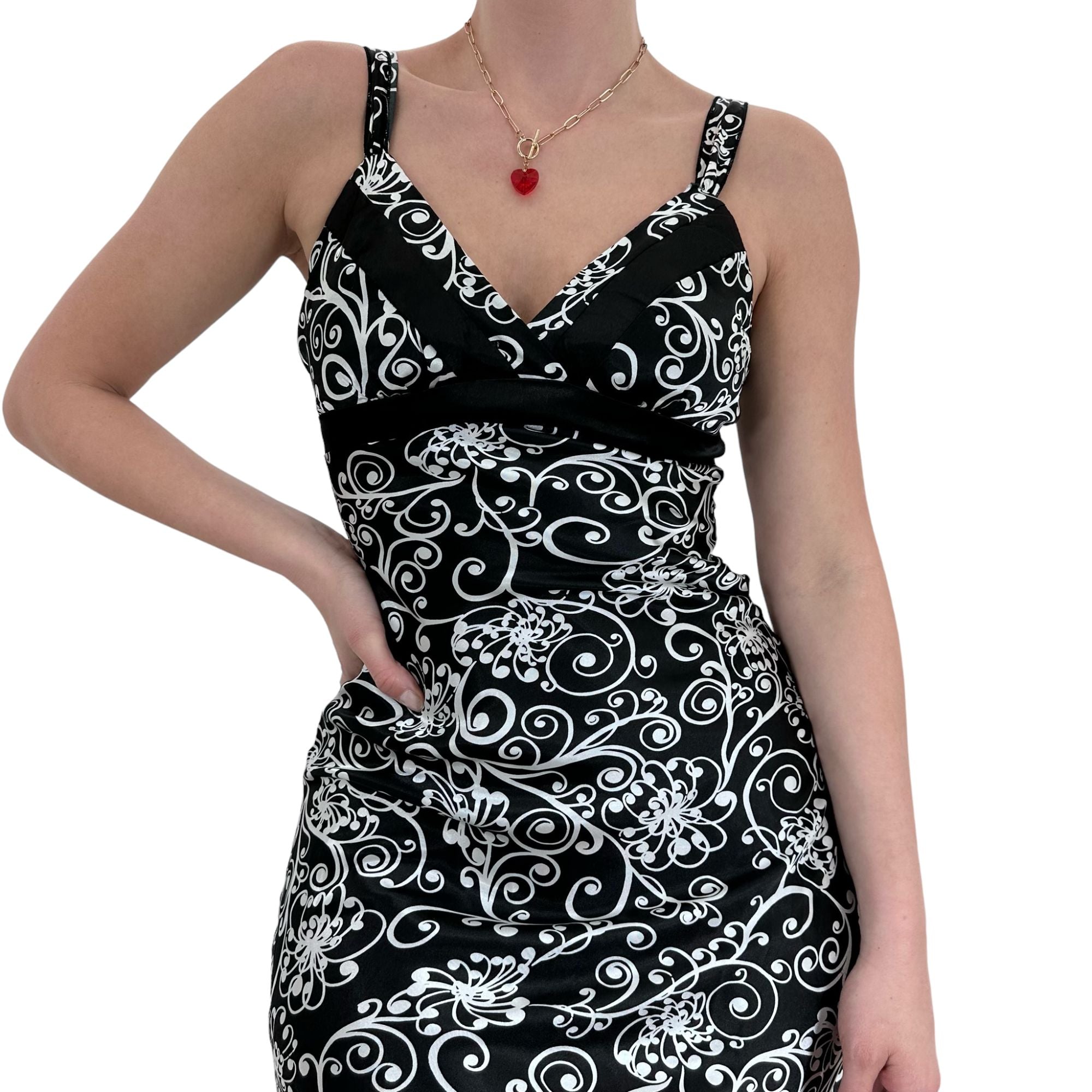 Y2k Vintage Black + White Swirls Dress [S]