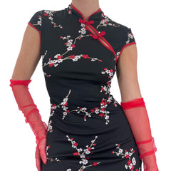 Y2k Vintage Black Red + White Floral Dress [L]