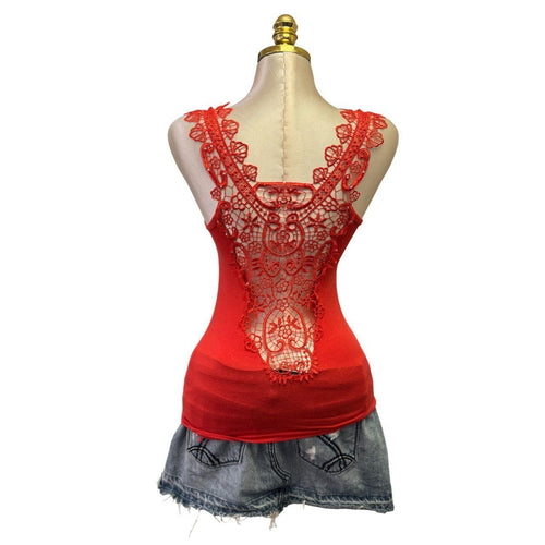Y2k Vintage Orange Tank Lace Top [S]