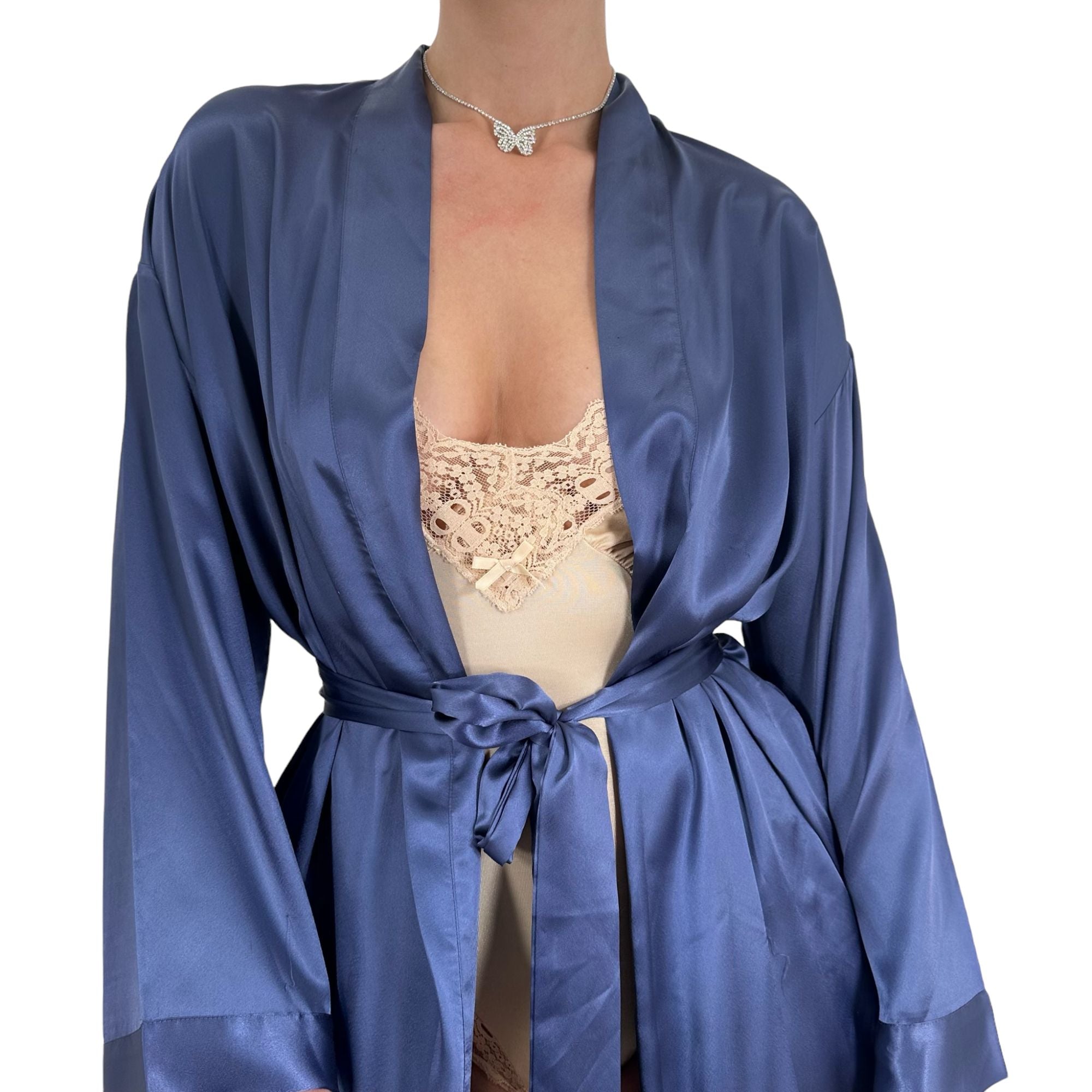 Y2k Vintage Victoria's Secret Blue Satin Robe [S-L]