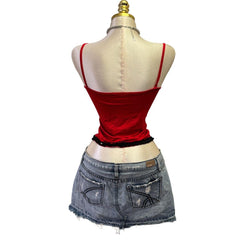 Y2K Vintage Red Black Lace Tank Top [XS]