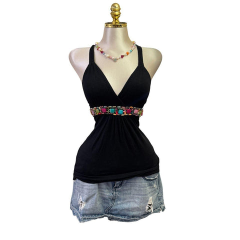 90s Vintage Yellow Tank "Naughty Girl" Top  [XS]