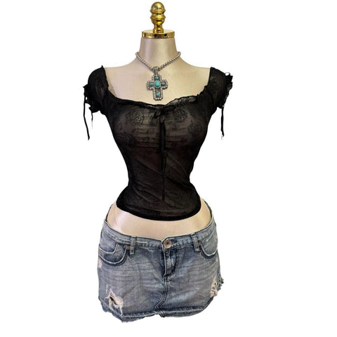 90s Vintage Yellow Tank "Naughty Girl" Top  [XS]