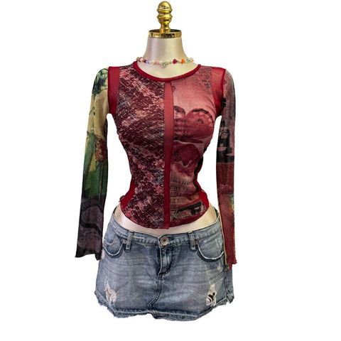 90s Vintage Yellow Tank "Naughty Girl" Top  [XS]