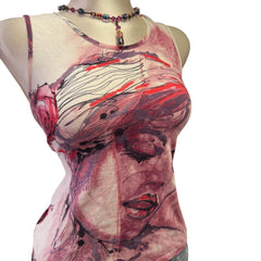 90s Vintage Purple Red Woman Top  [M]
