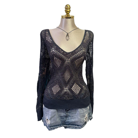 Y2K Vintage All Saints Black Brown Beaded Sequin Top [M]
