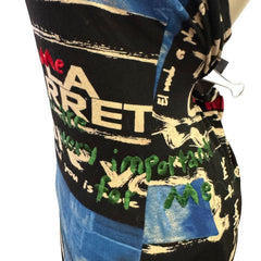 90s Vintage Blue Red Black Artsy Halter Top  [M]