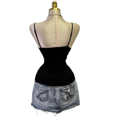 Y2K Vintage Black Studs V-neck Top [M]