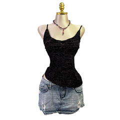 Y2K Vintage Black Pink Glitter Top [S]